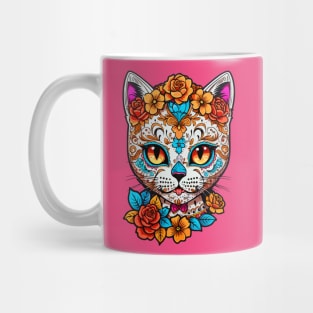 Sugar Skull Cat  Halloween Mug